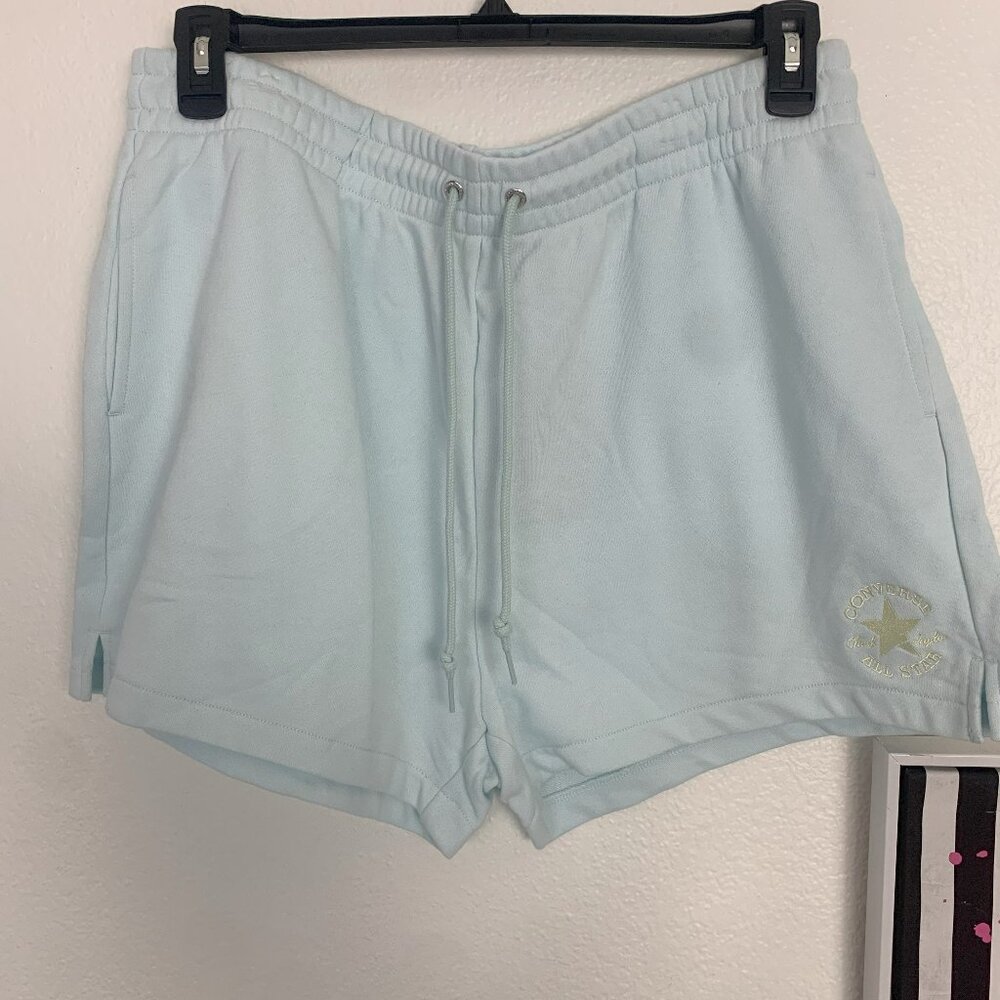 Converse All Star XXL NWT Shorts Soft Blue Elastic Drawstring